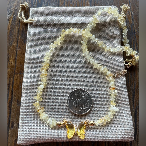 Citrine Butterfly Necklace Citrine Jewelry Citrine Necklace - Picture 2 of 2